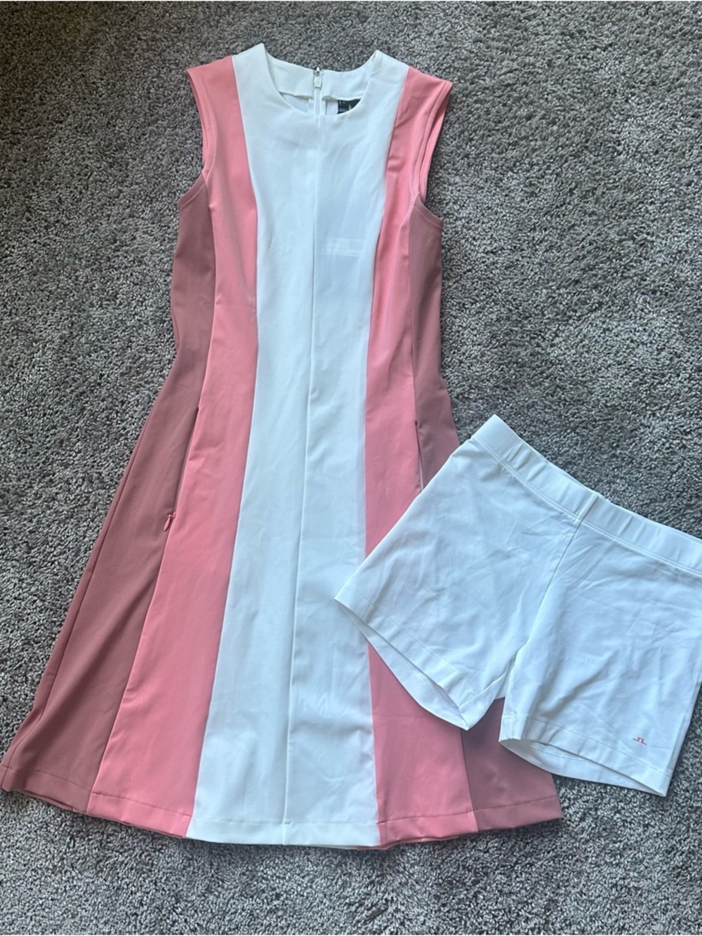J. Lindeberg Pink White Colorblock Strawberry Ice Jasmin Mini Dress